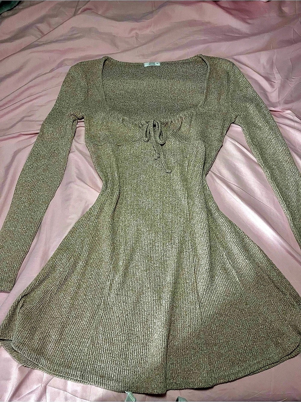 Ardene Mini Dress Beige Long Sleeve